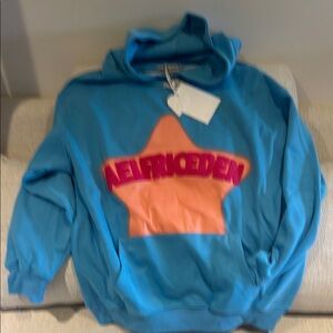 Aelfric Eden Blue Hoodie with Pink Star